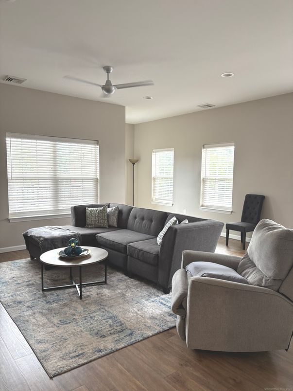 Interior, Living room, Recessed Lighting, Wood Texture Flooring