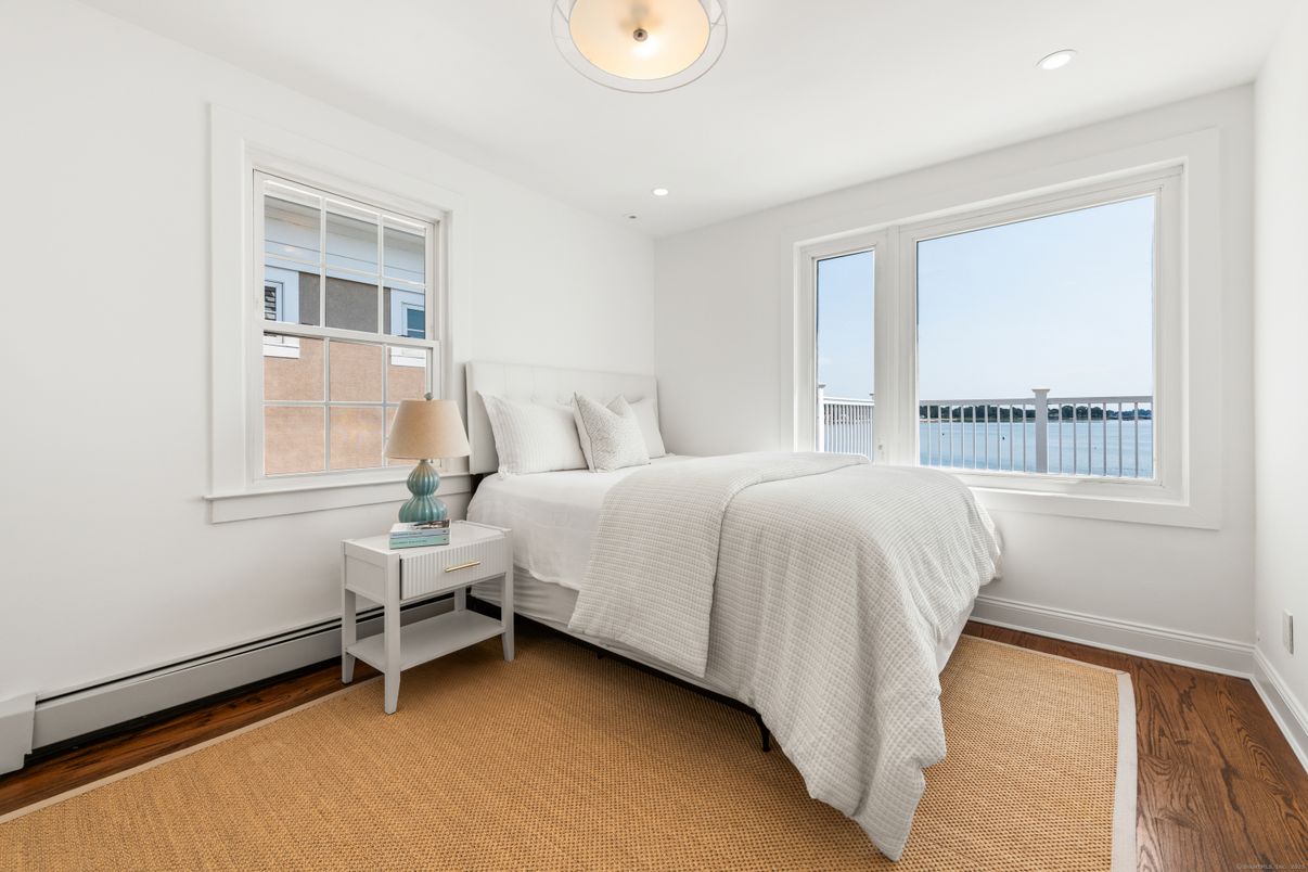 Bedroom, Interior, Recessed Lighting, Water, Wood Texture Flooring