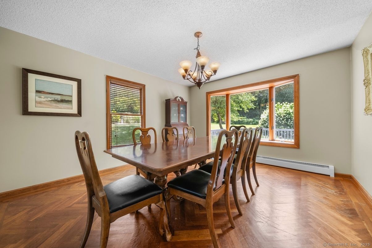 Chandelier, Dining room, Interior, Wood Texture Flooring