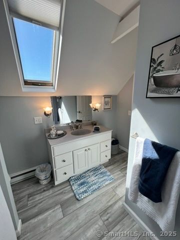 Bathroom, Dual Sink Vanities, Interior, Wood Texture Flooring