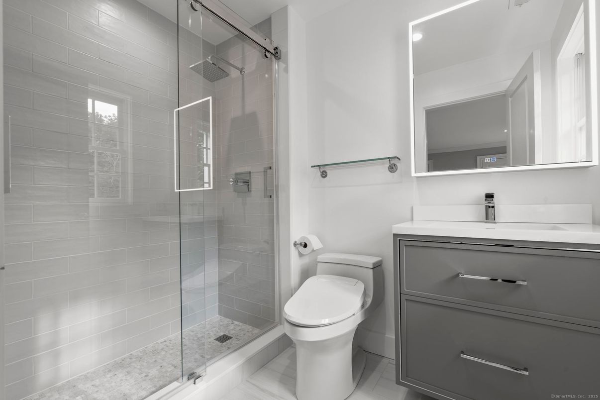 Bathroom, Glass Shower, Interior, Recessed Lighting