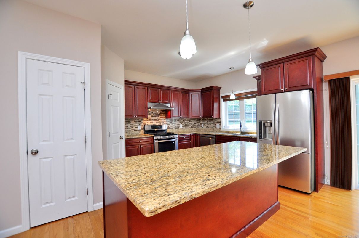 Interior, Kitchen, Pendant Lights, Stainless Steel Appliances, Wood Texture Flooring