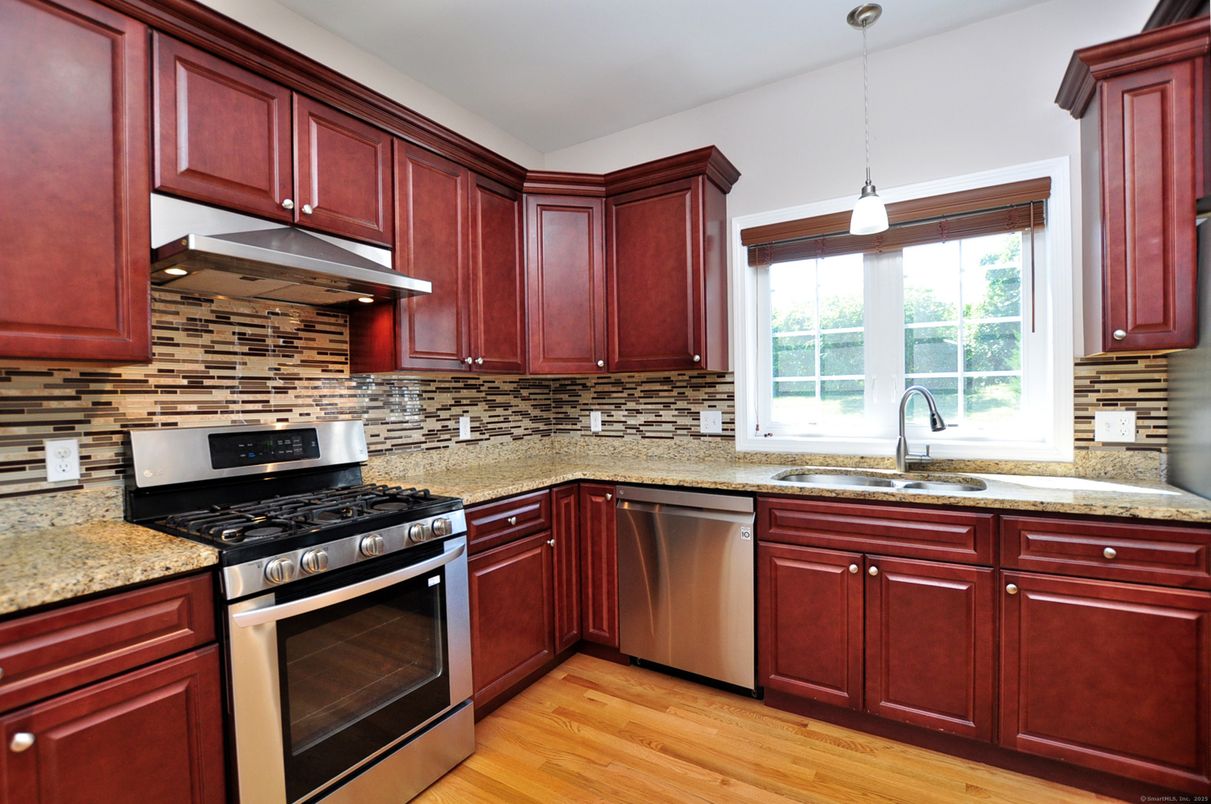 Interior, Kitchen, Pendant Lights, Stainless Steel Appliances, Wood Texture Flooring