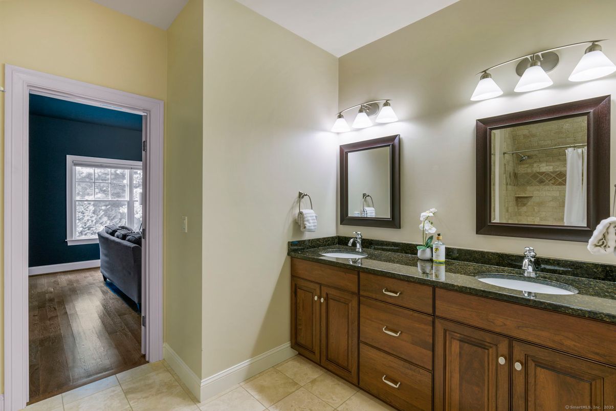 Bathroom, Dual Sink Vanities, Interior, Wood Texture Flooring