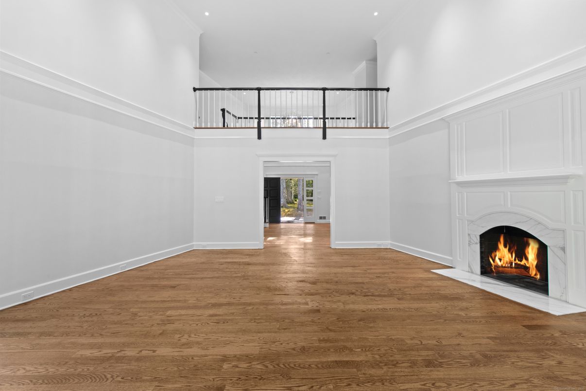 Fireplace, Interior, Recessed Lighting, Wood Texture Flooring