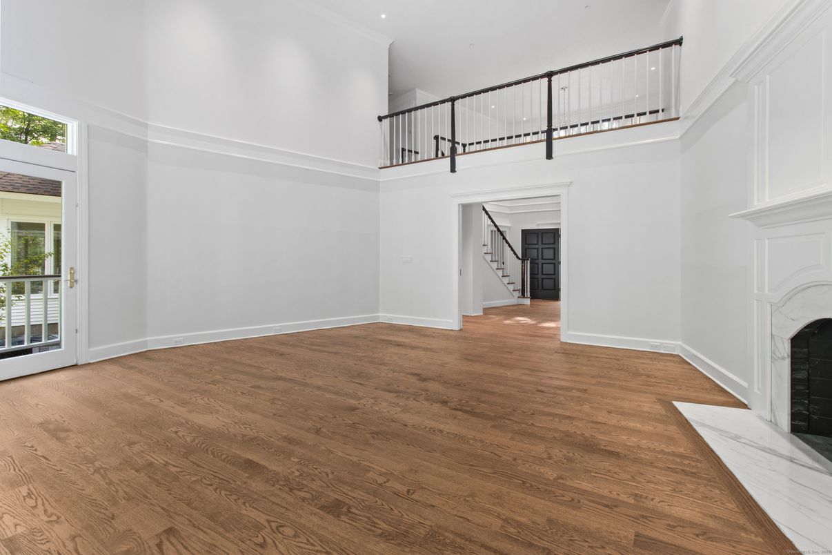 Fireplace, Interior, Recessed Lighting, Wood Texture Flooring