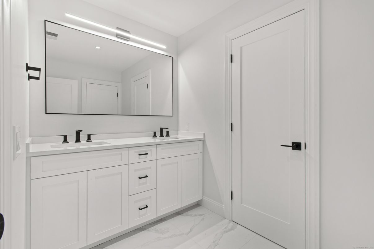 Bathroom, Dual Sink Vanities, Interior, Marble, Recessed Lighting