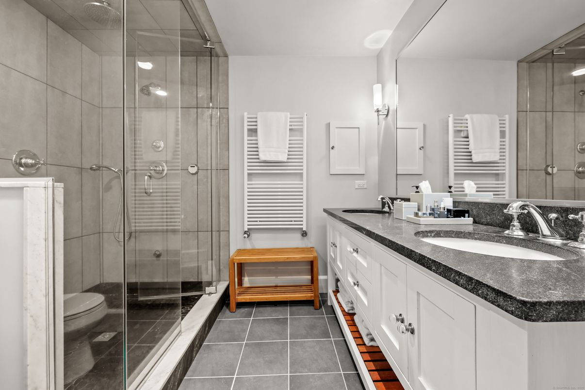 Bathroom, Dual Sink Vanities, Glass Shower, Interior