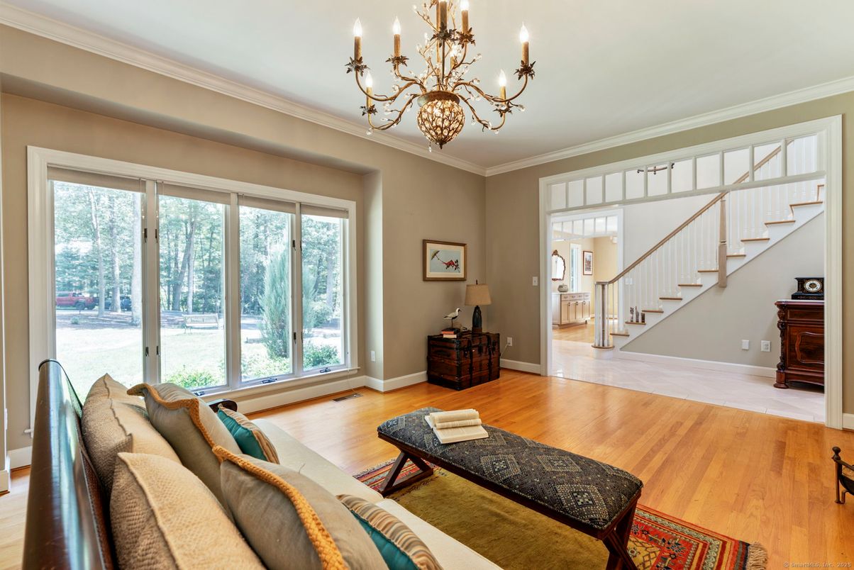 Chandelier, Interior, Living room, Wood Texture Flooring