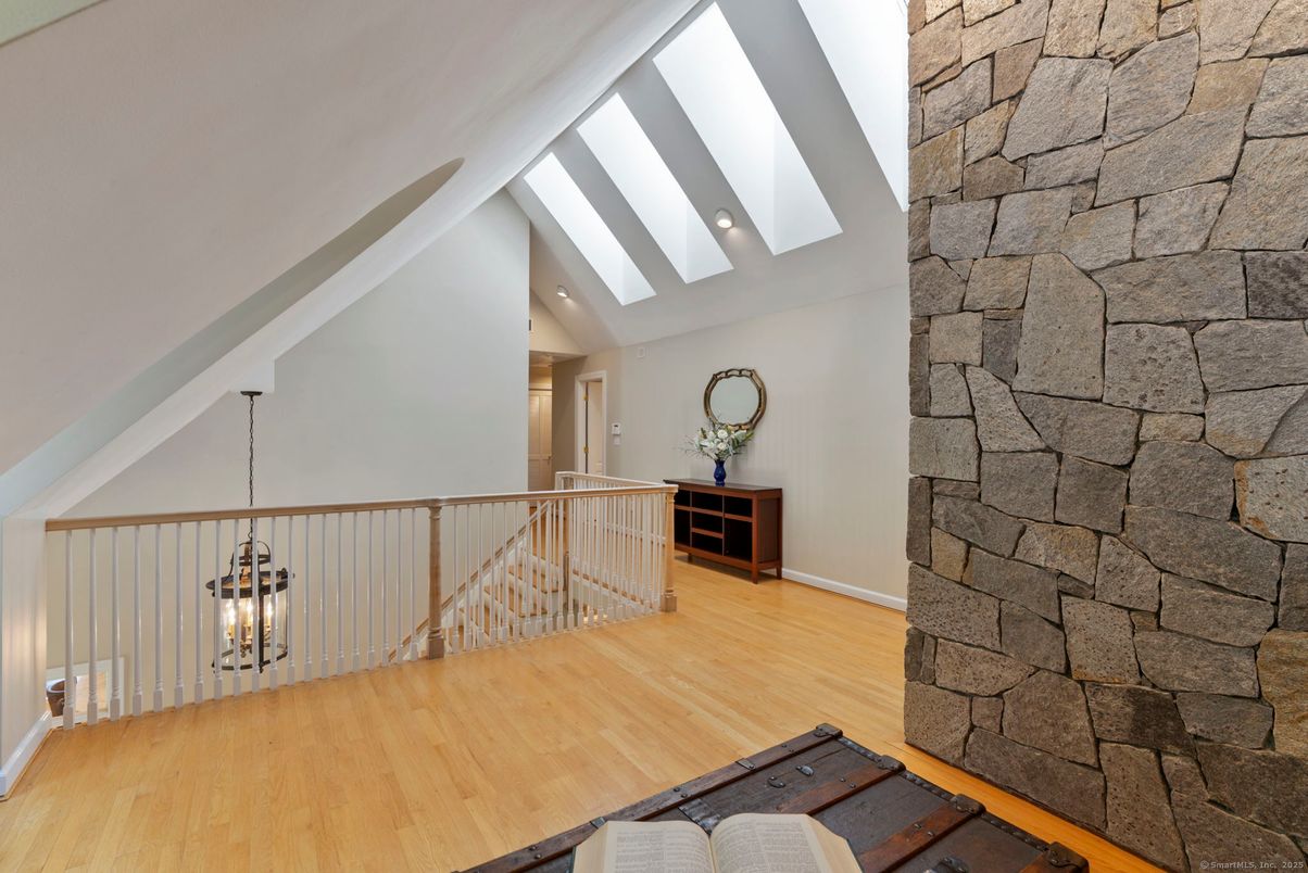 Interior, Pendant Lights, Recessed Lighting, Stone Walls, Wood Texture Flooring