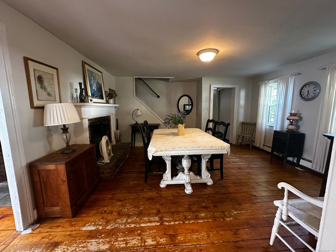 Dining room, Fireplace, Interior, Wood Texture Flooring