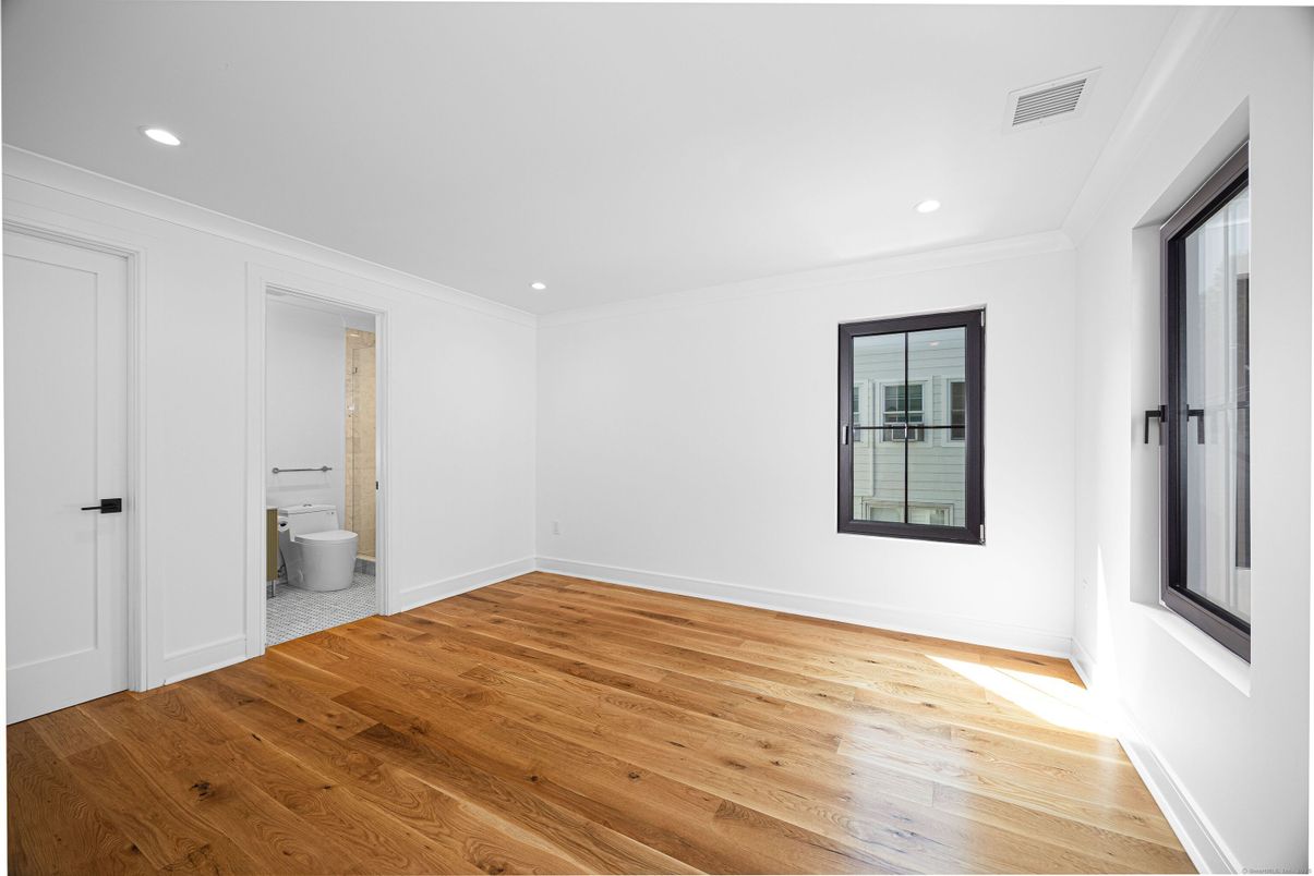 Bathroom, Empty room, Interior, Recessed Lighting, Wood Texture Flooring