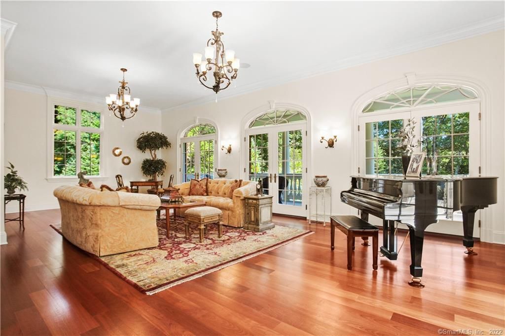 Chandelier, Interior, Living room, Piano, Wood Texture Flooring