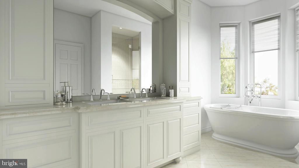 Bathroom, Dual Sink Vanities, Free Standing Baths, Interior, Recessed Lighting