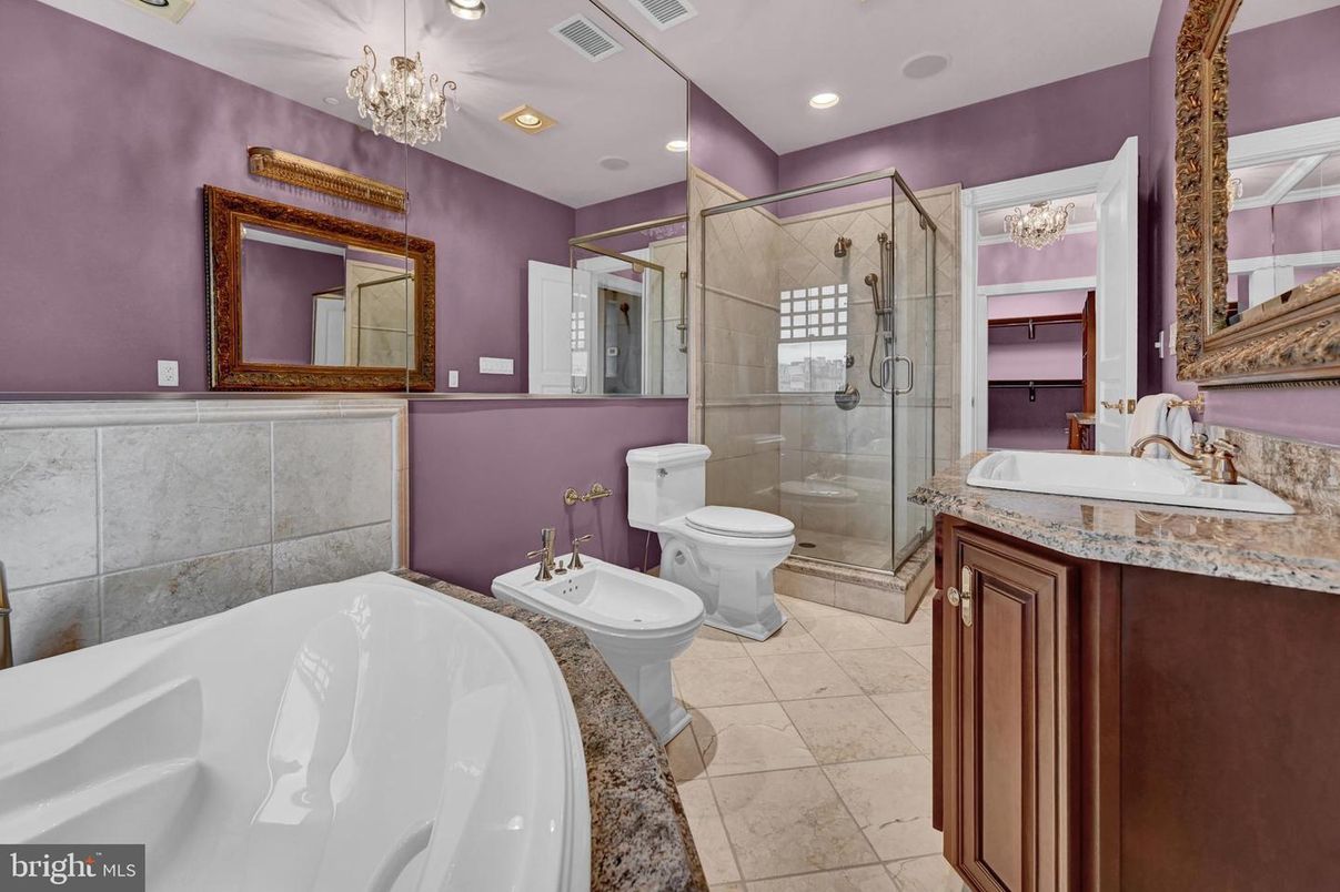 Bathroom, Dual Sink Vanities, Glass Shower, Interior, Recessed Lighting