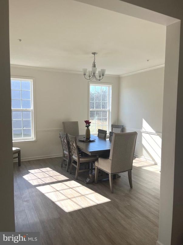 Chandelier, Dining room, Interior, Wood Texture Flooring
