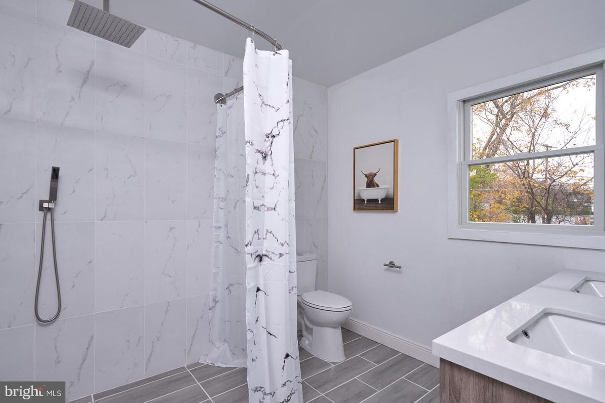Bathroom, Interior, Marble Walls, Wood Texture Flooring