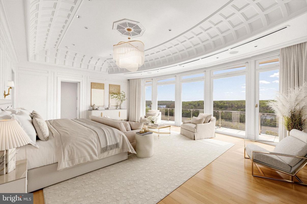 Bedroom, Interior, Pendant Lights, Wood Texture Flooring