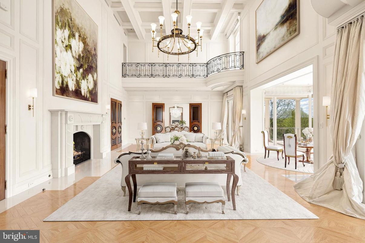 Chandelier, Dining room, Fireplace, Interior, Living room, Wood Texture Flooring