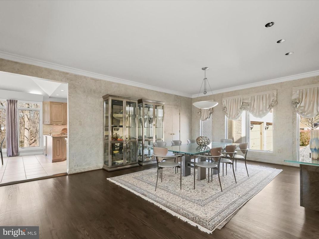 Dining room, Interior, Pendant Lights, Recessed Lighting, Wood Texture Flooring