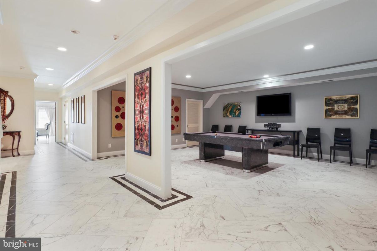Billiard Table, Game Room, Interior, Marble, Recessed Lighting