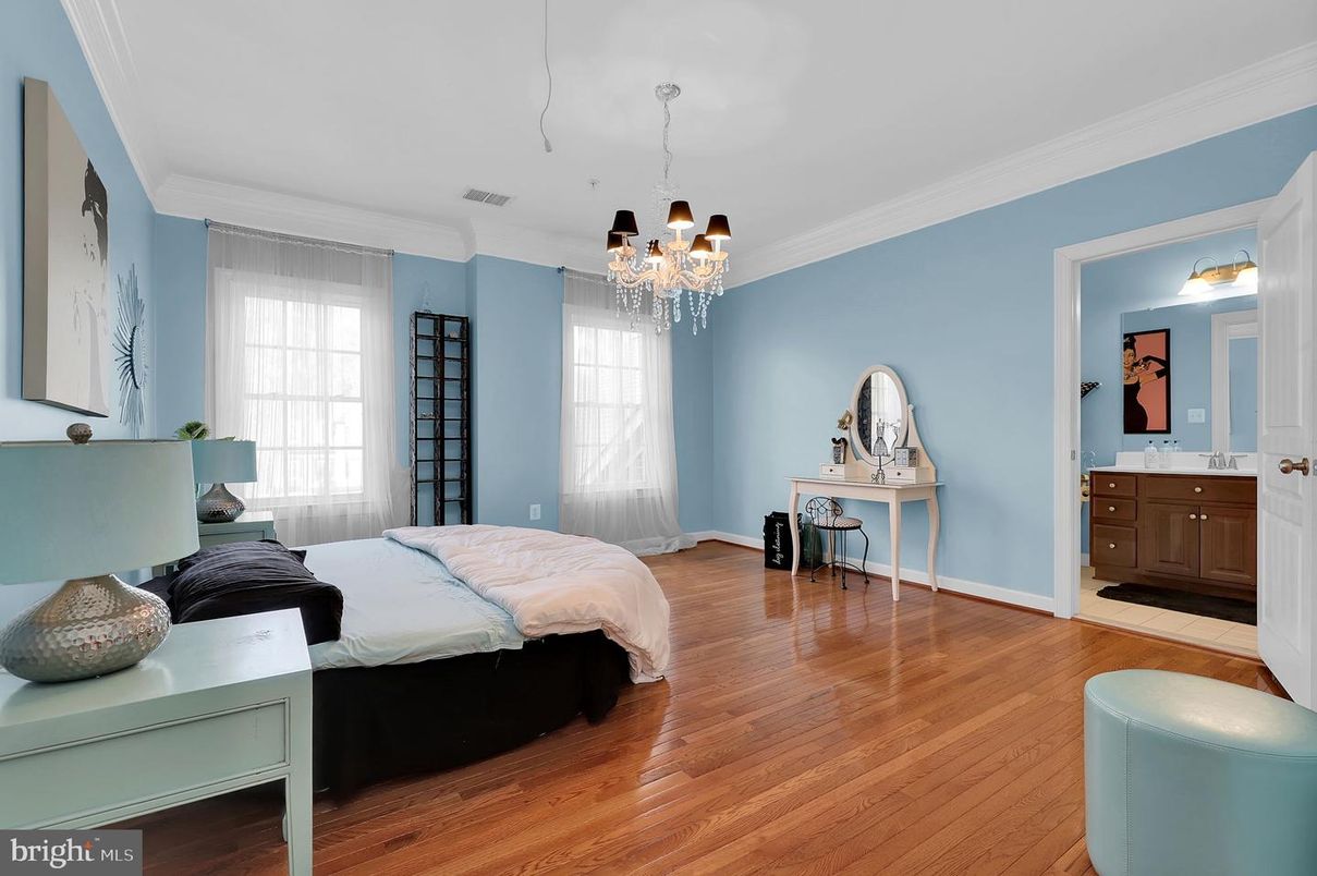 Bedroom, Chandelier, Interior, Wood Texture Flooring