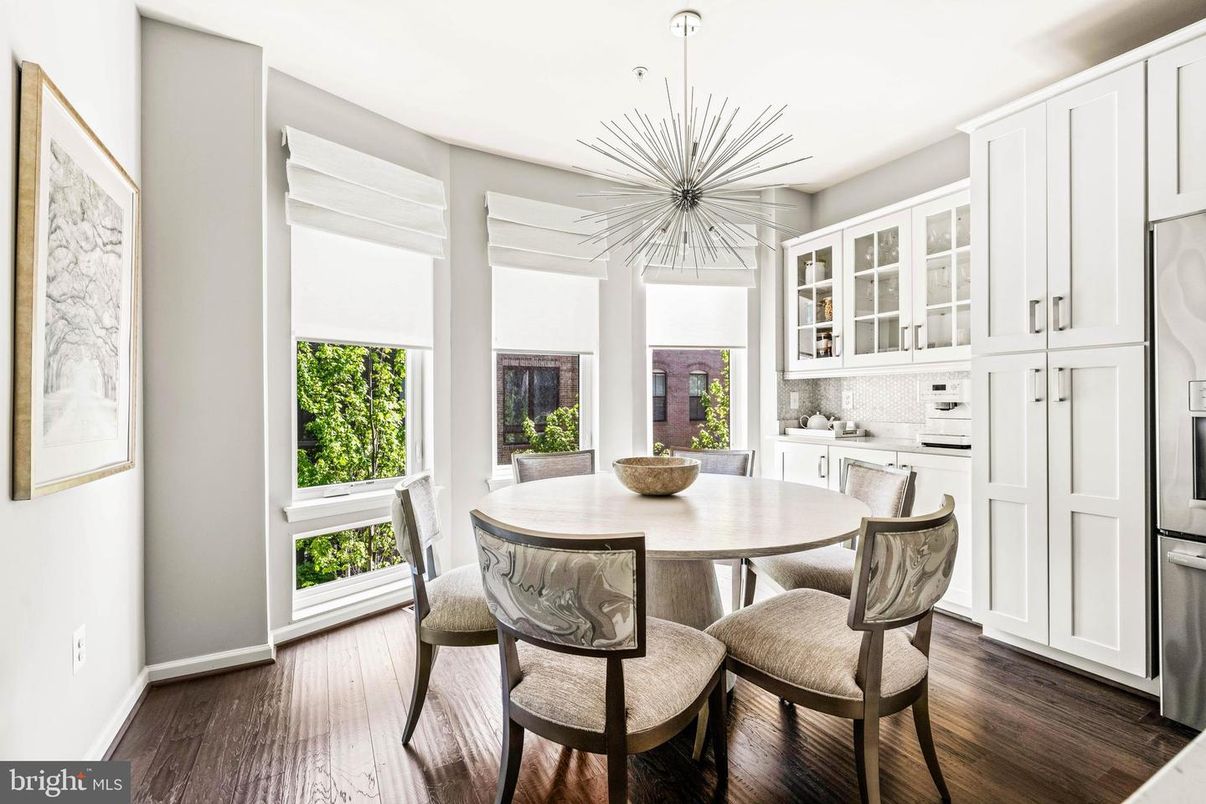 Dining room, Interior, Kitchen, Pendant Lights, Wood Texture Flooring