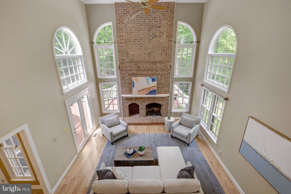 Fireplace, Interior, Living room, Stone Walls, Wood Texture Flooring