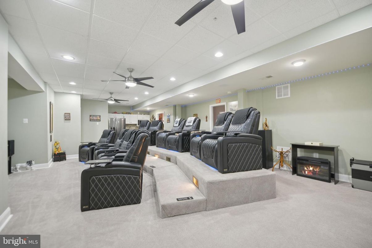 Home Theatre Room, Fireplace, Interior, Recessed Lighting, Theatre Room