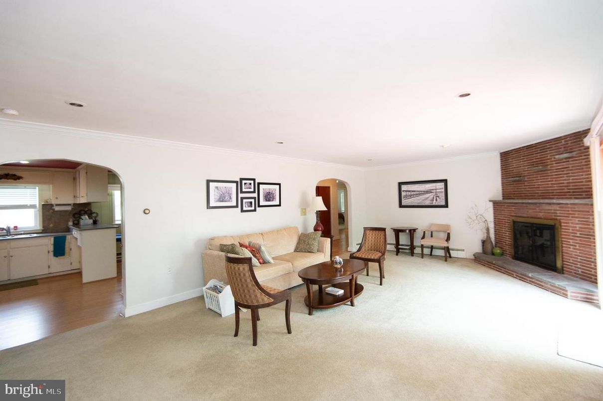 Fireplace, Interior, Kitchen, Living room, Recessed Lighting, Stone Walls, Wood Texture Flooring