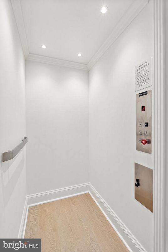 Elevator, Interior, Recessed Lighting, Wood Texture Flooring