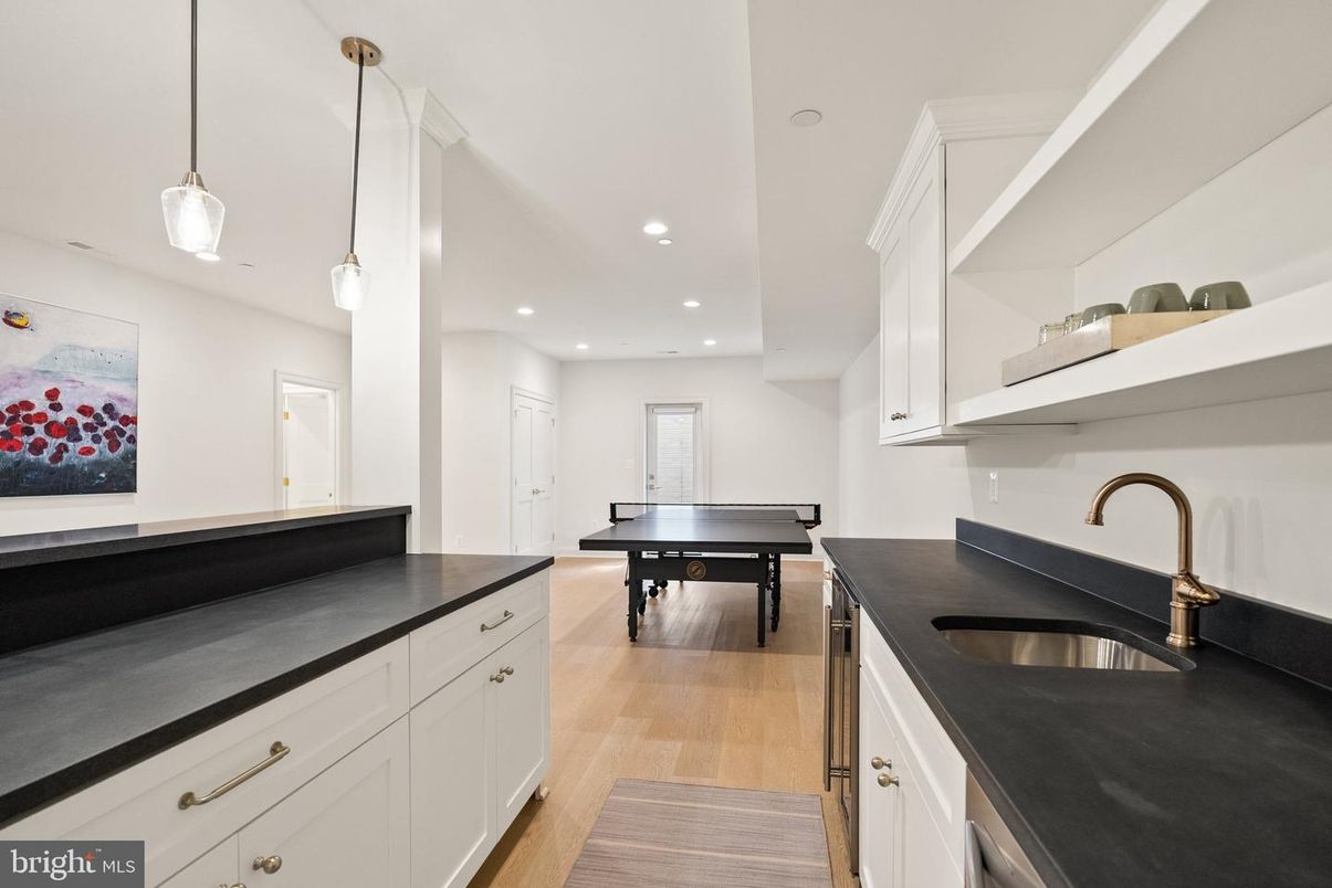 Game Room, Interior, Pendant Lights, Recessed Lighting, Wood Texture Flooring