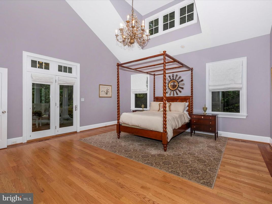 Bedroom, Chandelier, Interior, Wood Texture Flooring