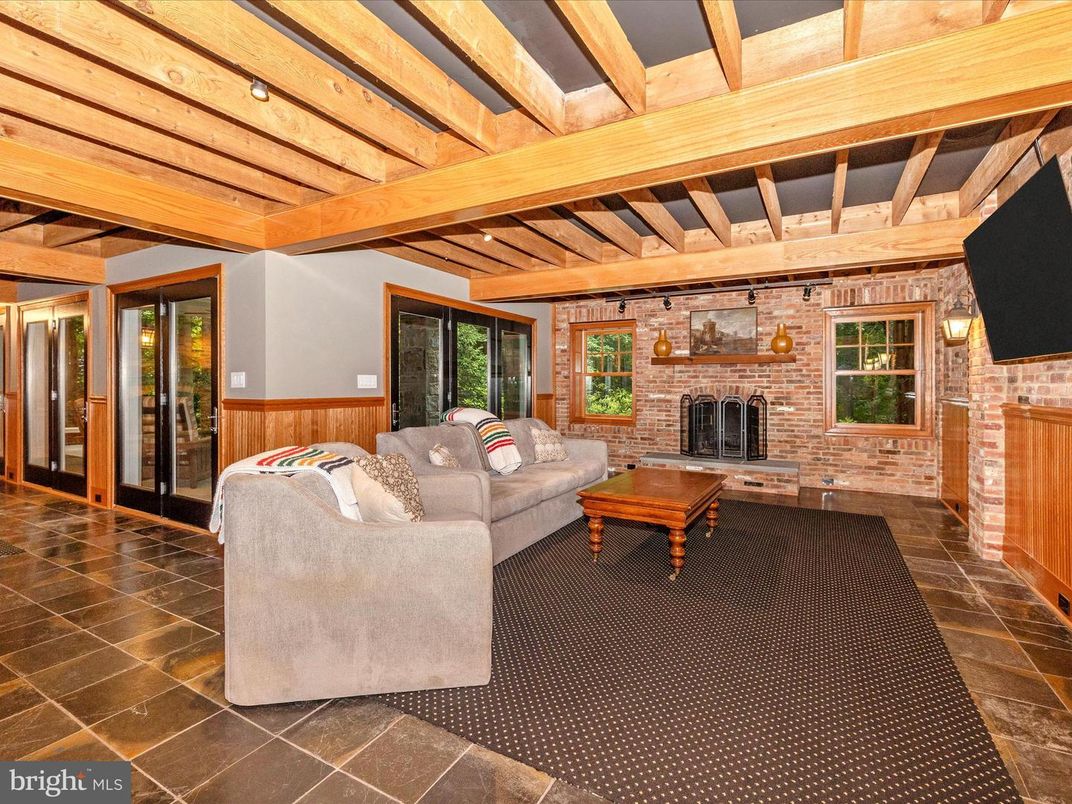 Fireplace, Interior, Living room, Stone Walls, Wooden Beams