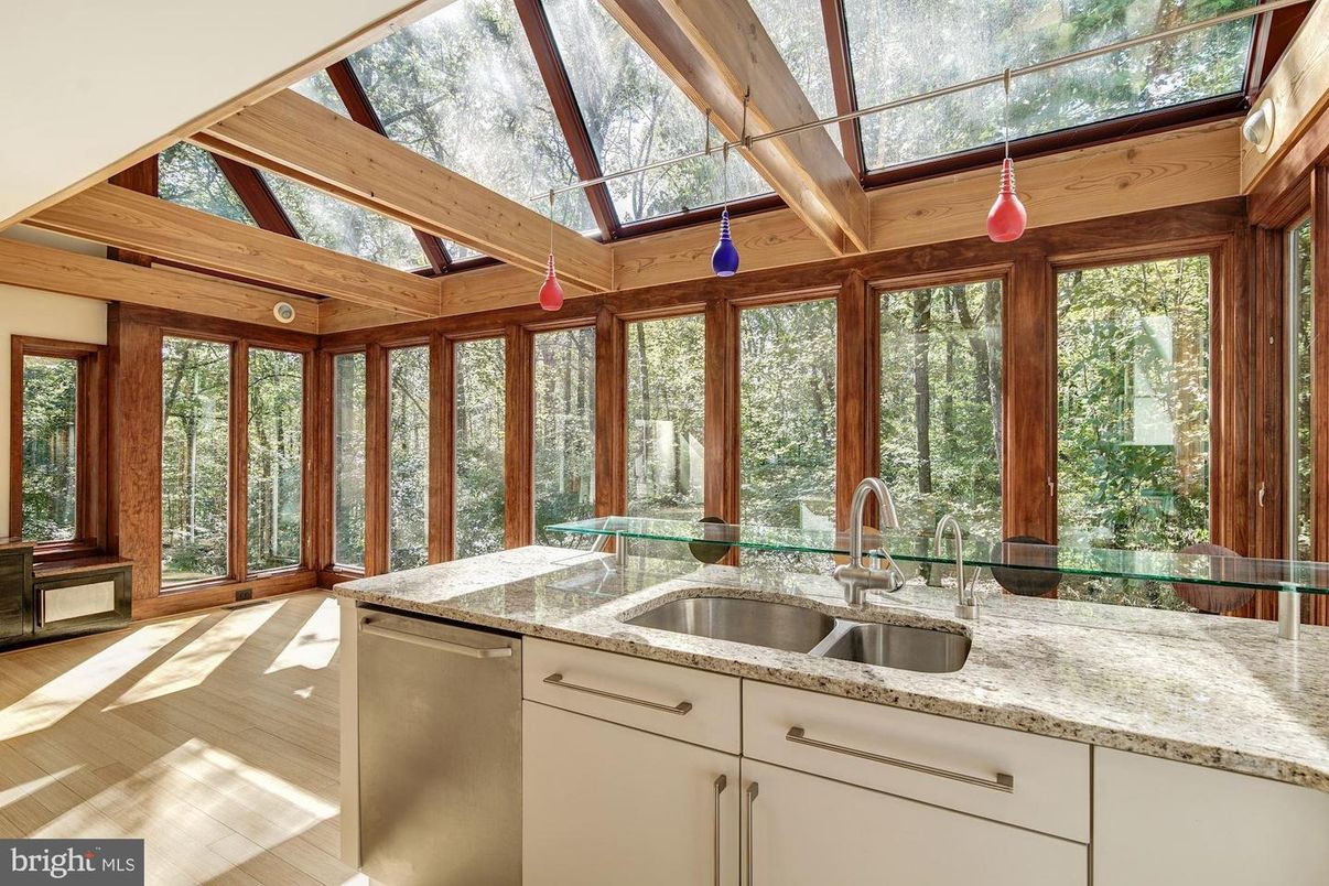 Glass Ceilings, Interior, Kitchen, Sun Room, Wood Texture Flooring