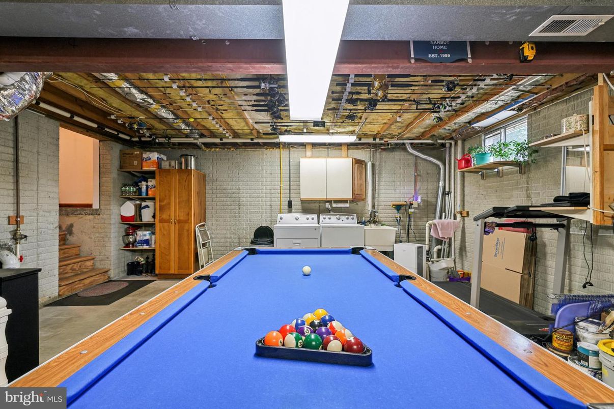 Billiard Table, Game Room, Interior, Stone Walls