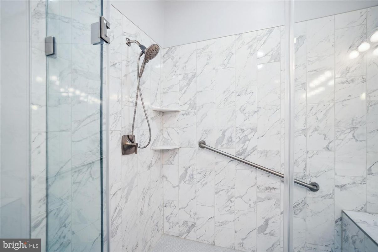 Bathroom, Glass Shower, Interior, Marble Walls