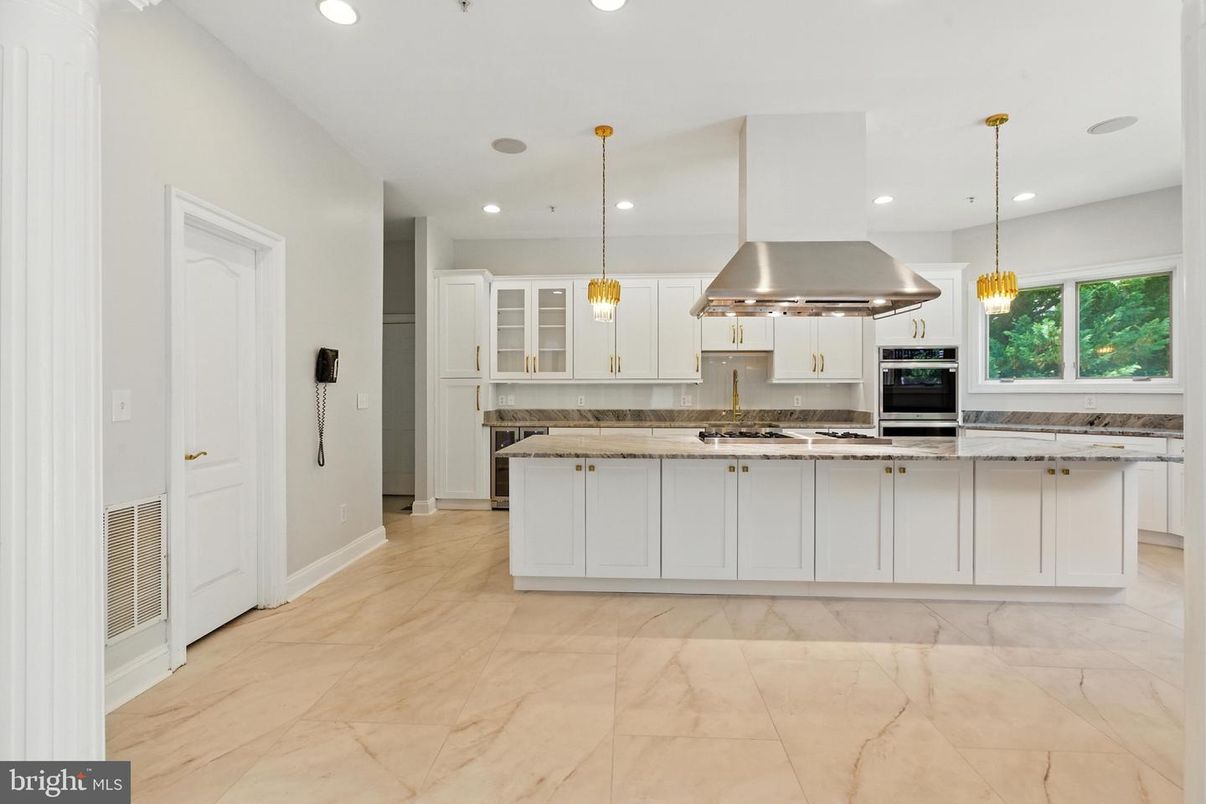 Interior, Kitchen, Marble, Pendant Lights, Recessed Lighting