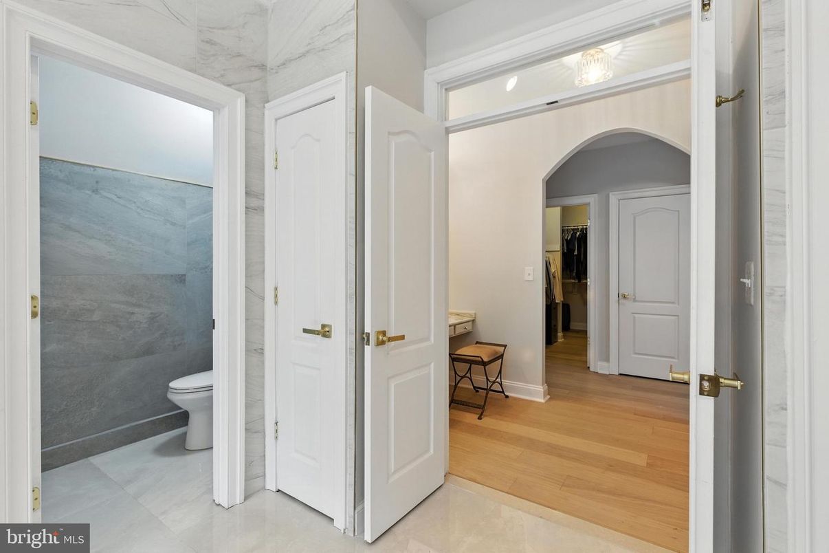 Bathroom, Interior, Marble Walls, Wood Texture Flooring