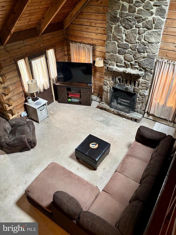 Fireplace, Interior, Living room, Stone Walls, Wooden Beams, Wooden Ceilings, Wooden Walls