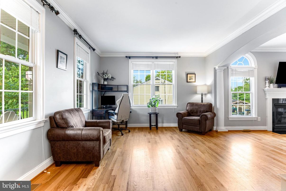 Fireplace, Home Office, Interior, Wood Texture Flooring