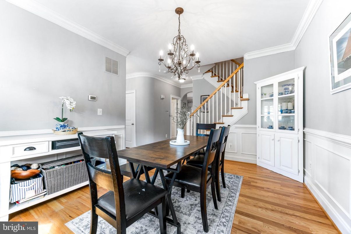 Chandelier, Dining room, Interior, Wood Texture Flooring