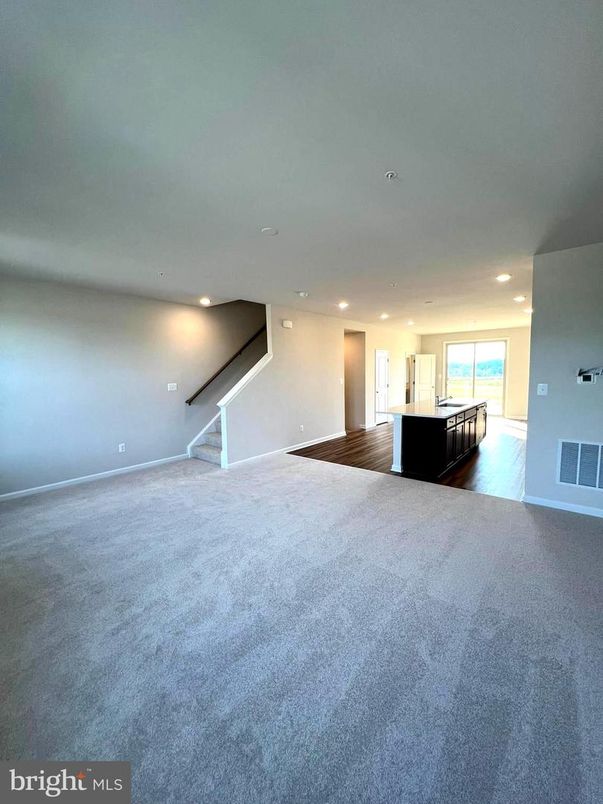 Empty room, Interior, Kitchen, Recessed Lighting, Wood Texture Flooring