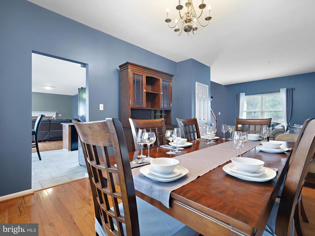 Chandelier, Dining room, Interior, Wood Texture Flooring