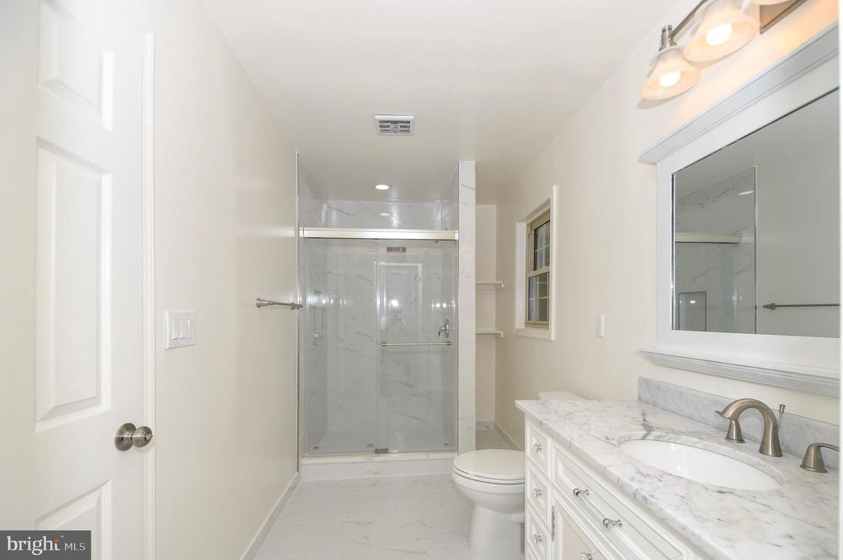 Bathroom, Glass Shower, Interior, Marble, Marble Walls, Recessed Lighting