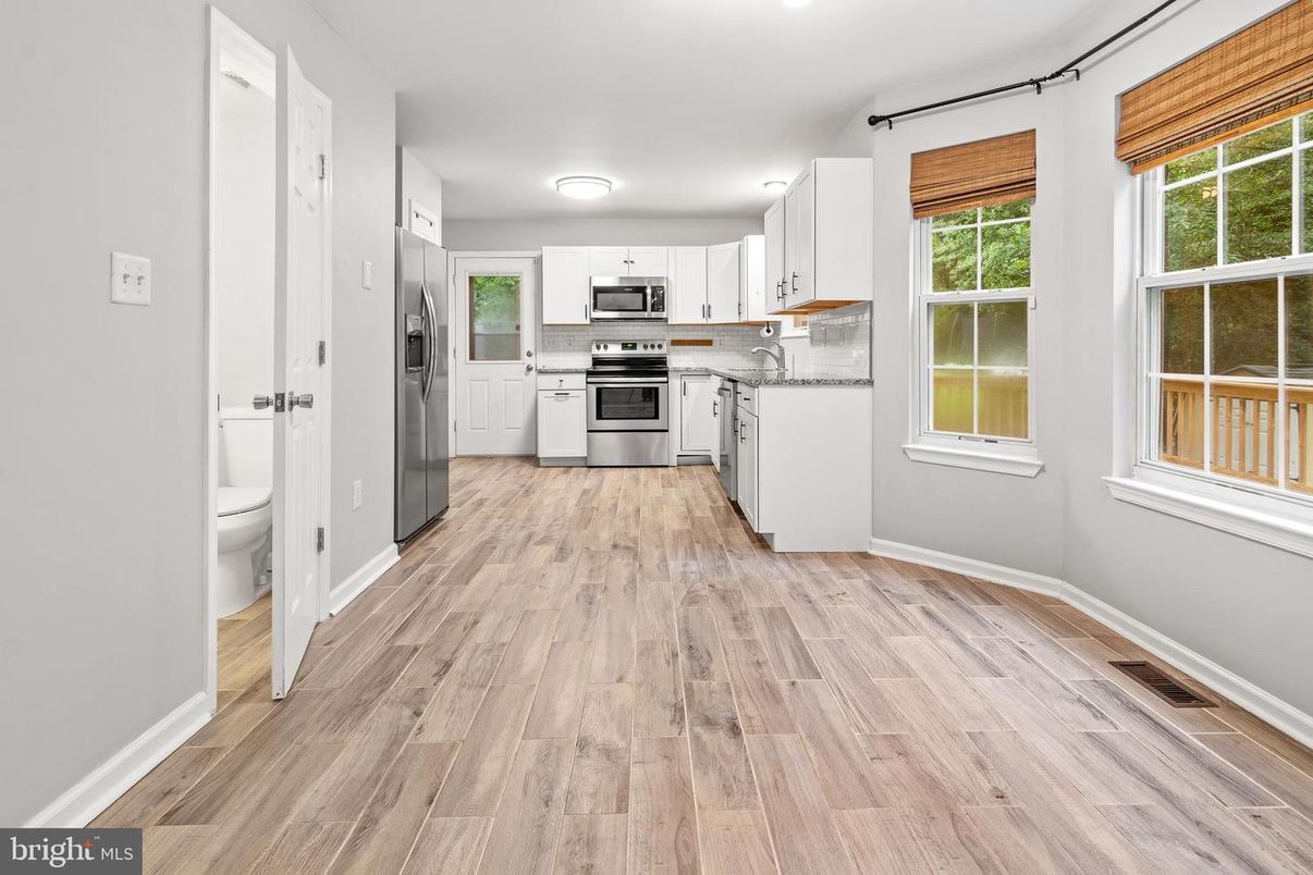 Interior, Kitchen, Stainless Steel Appliances, Wood Texture Flooring