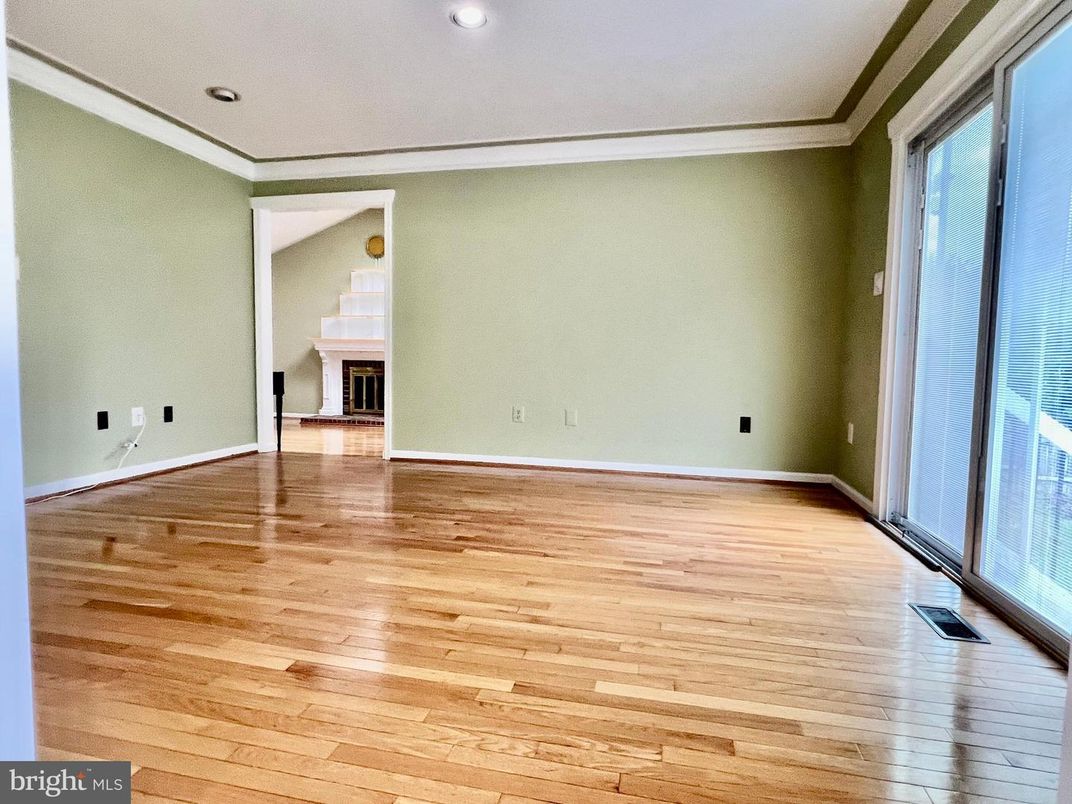 Empty room, Fireplace, Interior, Recessed Lighting, Wood Texture Flooring