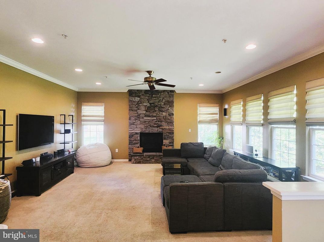 Fireplace, Interior, Living room, Recessed Lighting, Stone Walls