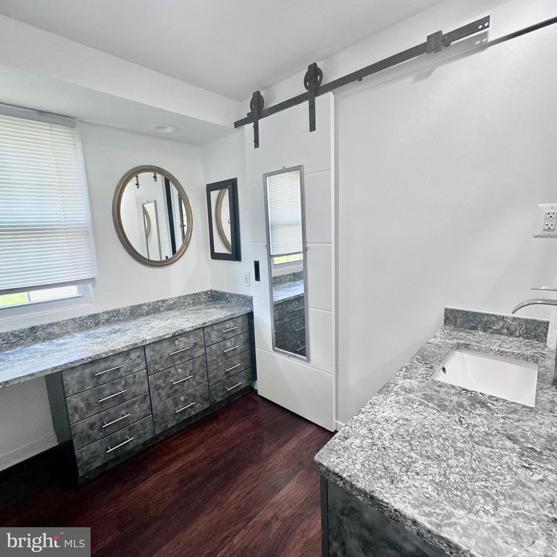 Bathroom, Dual Sink Vanities, Interior, Wood Texture Flooring