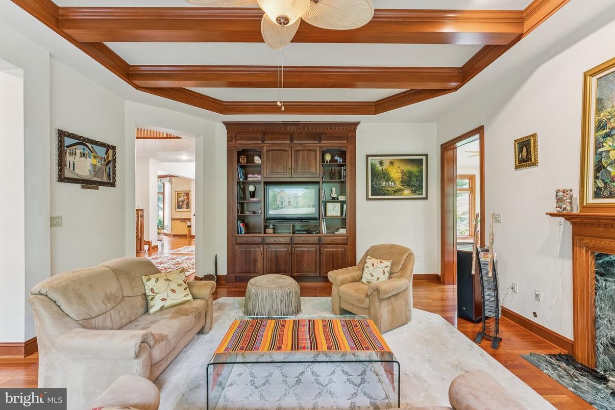 Fireplace, Interior, Living room, Wooden Beams, Wood Texture Flooring